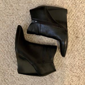 Black wedge booties